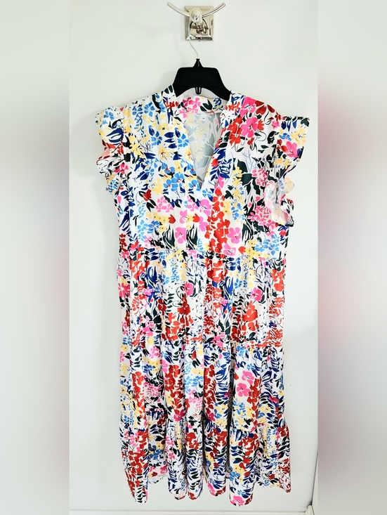 Dresses & Skirts - Floral Maxi Dress Bright Red, Yellow, Blue Colorway